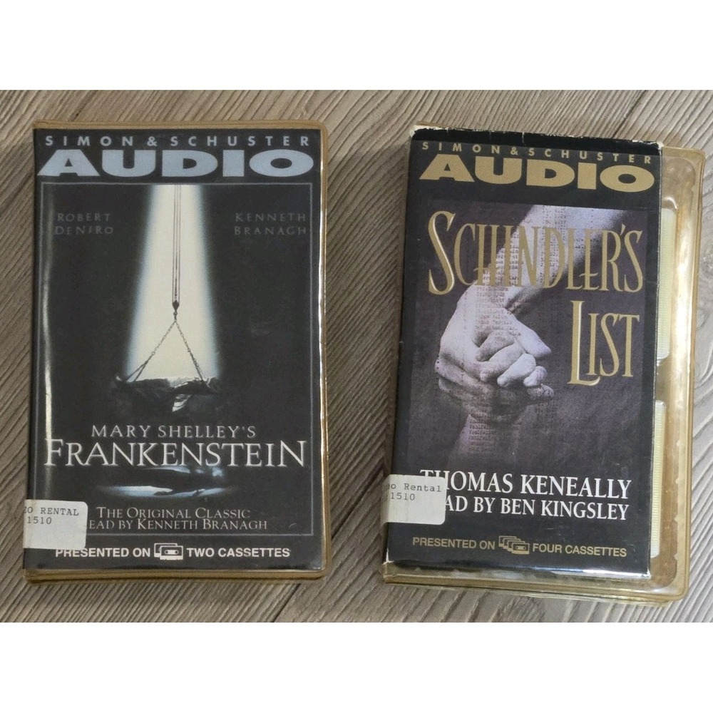 Audiobook Cassette Lot 2‎ Classics Thrillers Schindler's List Frankenstein